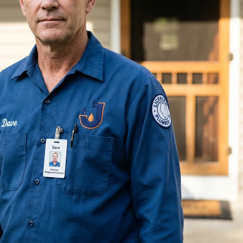 Licensed plumber showing ID badge in Dry Ridge, KY